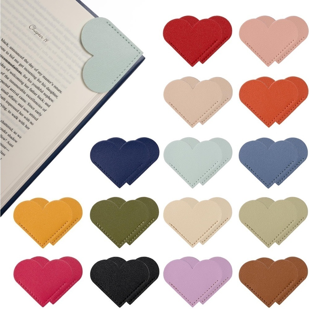 Leather Heart Bookmarks, Cute Bookmarks for Book Lovers